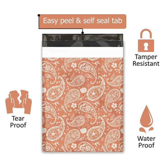 20- 10x13 pumpkin paisley poly mailers - Picture 2 of 3